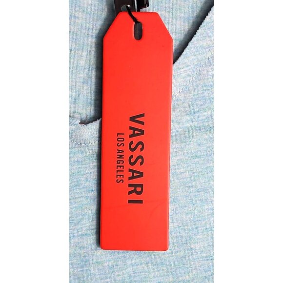 Vassari Los Angeles V-Neck XL Slim Fit Short Sleeve Teal Cut Hem, Cuff Shirt - Picture 7 of 16